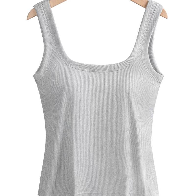 Women's Large Modal Camisole Lingerie Top for Summer with Five-Finger Cup Chest Pad and Wide Shoulder Straps - Multiple Color Options