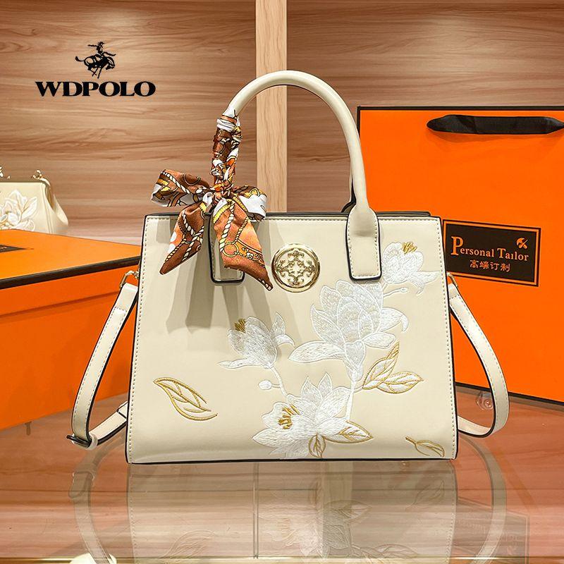 

Сумка для мамы 2025 Новое поступление Модная сумочка Женская вышитая сумка через плечо для женщин среднего возраста Одежда ханьских китайцев Ципао Женская сумка Lotus creamy-white + silk scarf + gift bag