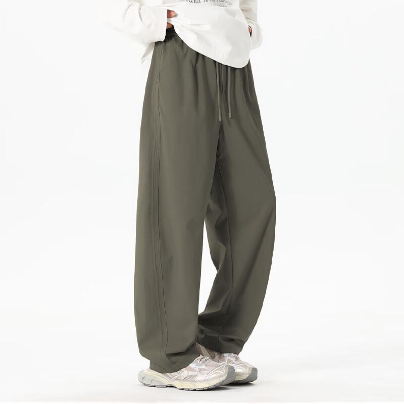 fingercroxxit Men's American Style Loose Fit Straight Leg Casual Pants