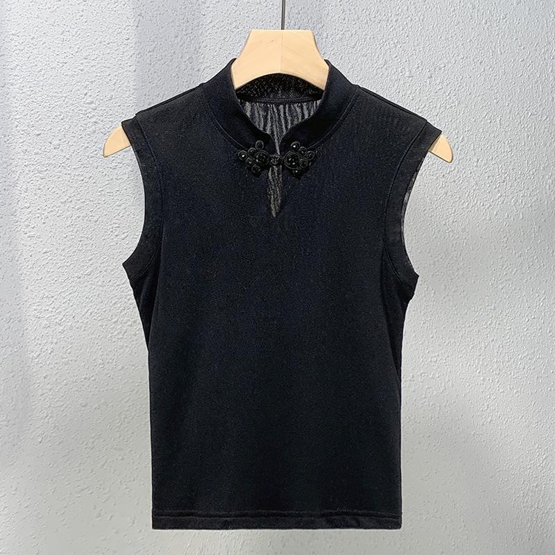 Stehkragen kleine Weste Damen neu Damenbekleidung Temperament ärmelloses Unterhemd neu chinesischer Knopfleiste Top