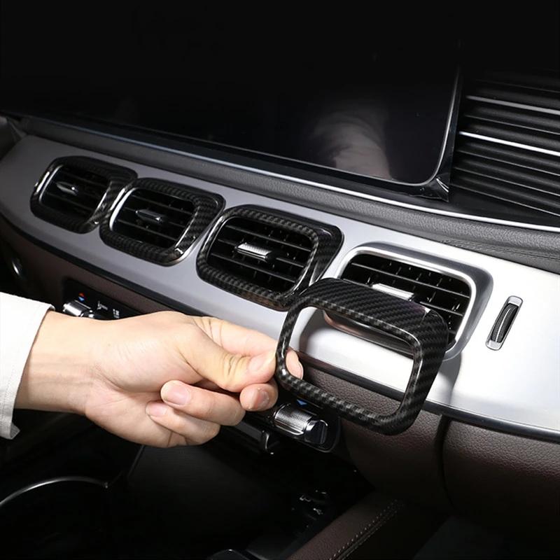 Carbon Fiber Color Gear Shift Panel Cover Trim For Mercedes Benz GLE W167 GLS  Car Styling Air Vents Decoration