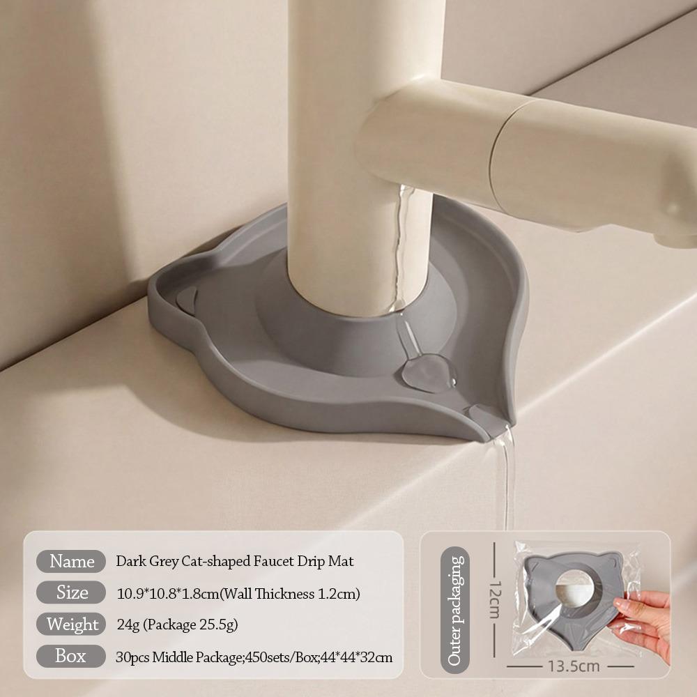 

Portable Cat-Shaped Drainage Mat Silicone Multifunctional Faucet Drip Tray Quick Drainage Anti-Splash Mat Bathroom Sink темно серый