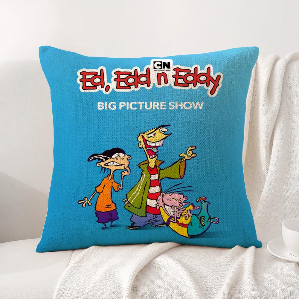 E-Ed Edd N Eddy Cushion Cover Summer Coolness Linen Fabric Double-Sided Printing Pillow Case Sofa Home Decor Gift