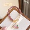 Gentle style strawberry crystal lotus bracelet, natural pearl accessories, spring-themed bracelet for girls, versatile and detachable pendant