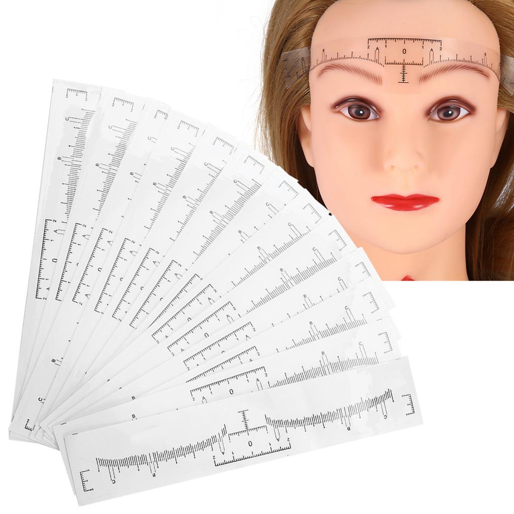 50pcs Disposable Eyebrow Ruler Sticker Eyebrow Shaping Tools for Makeup Measurement