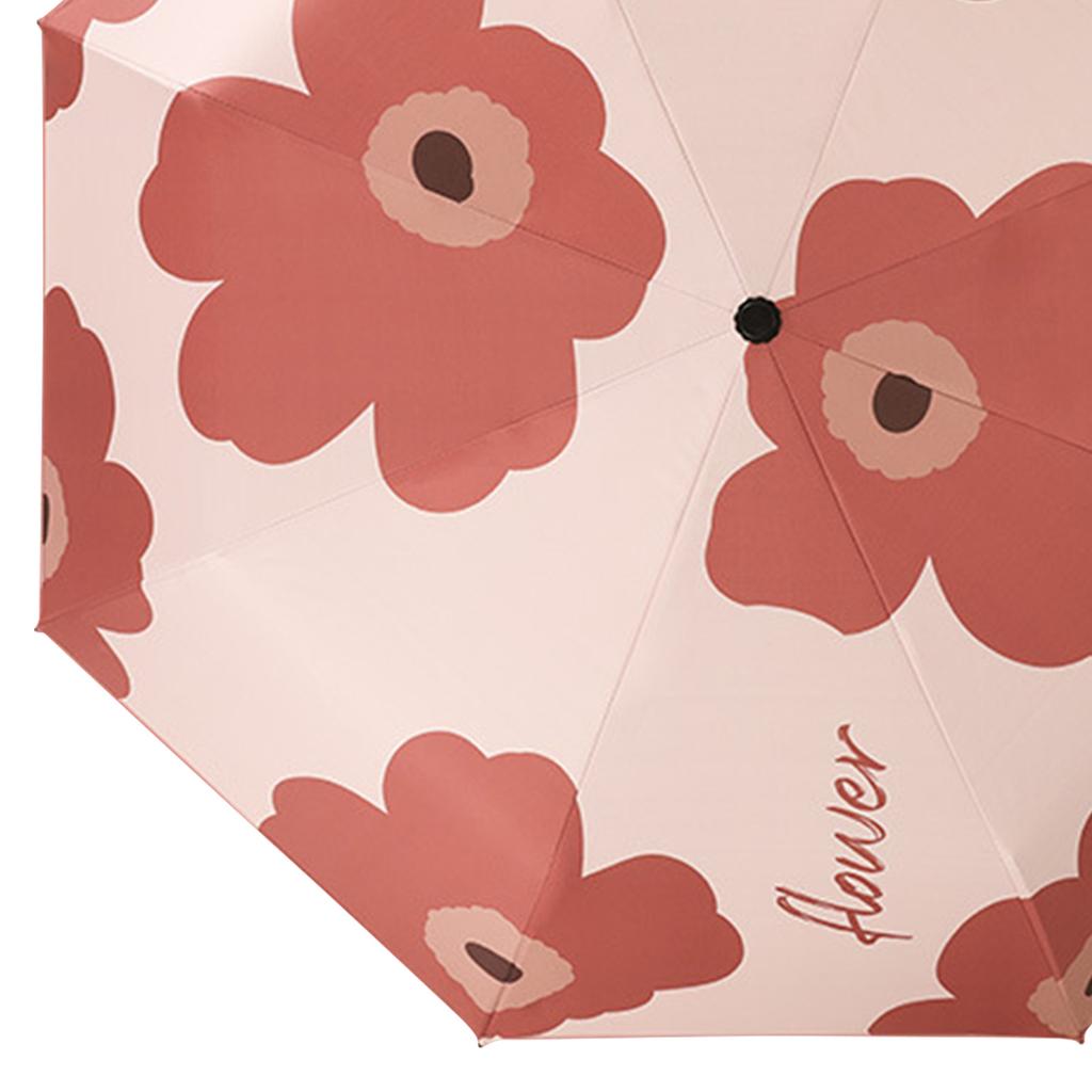 Flower Pattern Folding Umbrella UV Protection Foldable Rain Shine Dual Use Sun Umbrella for
