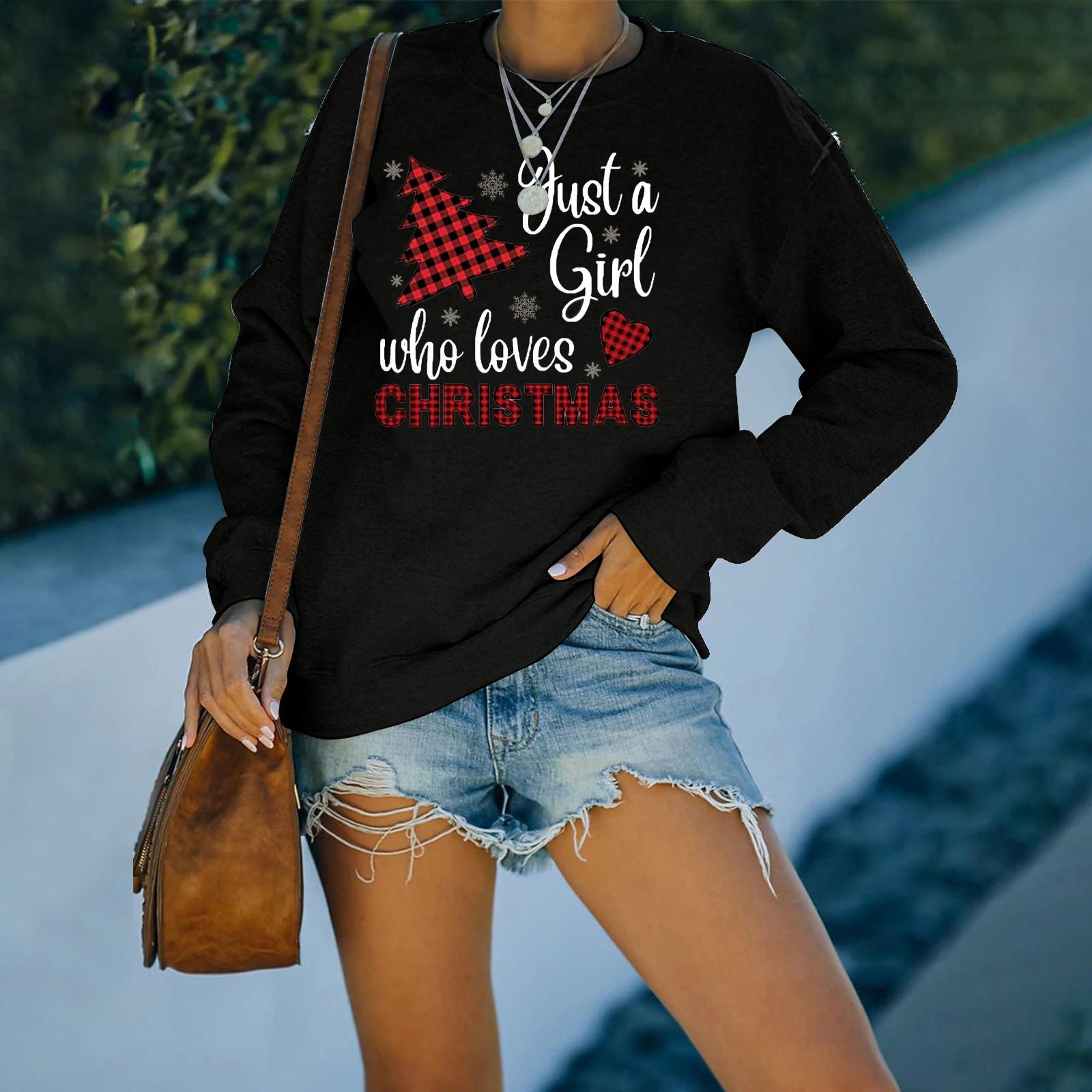 

Nikitas женский модный повседневный рождественский принт с круглым вырезом и длинными рукавами, свободный спортивный свитер, пуловер