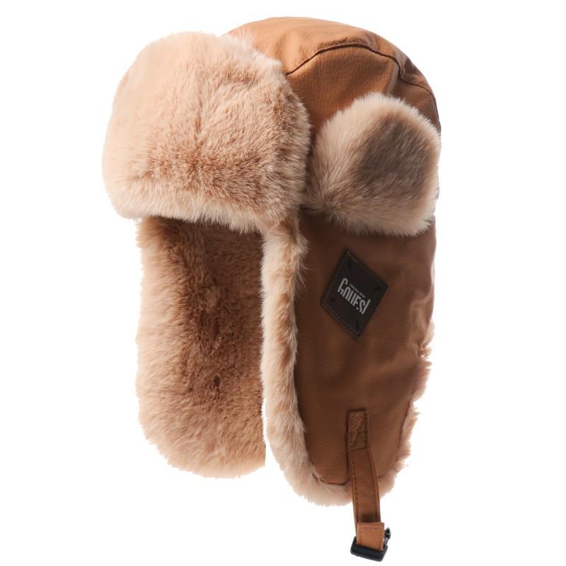 Unisex Vintage Leather Aviator Hat Winter Warm Fleece Lined Ear Protection Cap Motorcycle Riding Outdoor