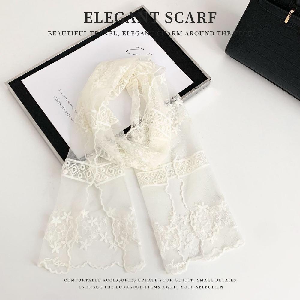 Printed Embroidery Lace Scarf Thin Lace Scarves Fashion Flower Scarf  Beach