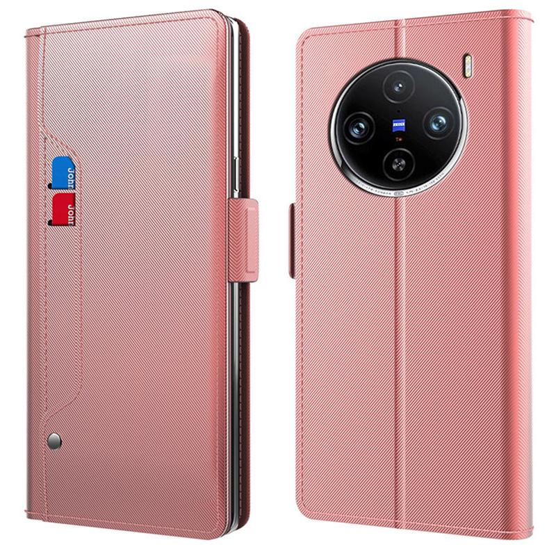 

For vivo X100s 5G Phone Case Card Slot Shockproof PU Leather Flip Cover Rose Gold