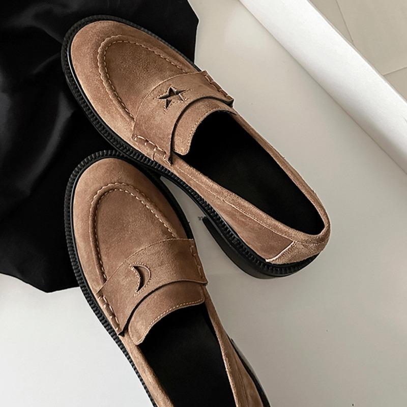 New Vintage Round-toe Women's Niche Platform Casual Leather Single Shoes