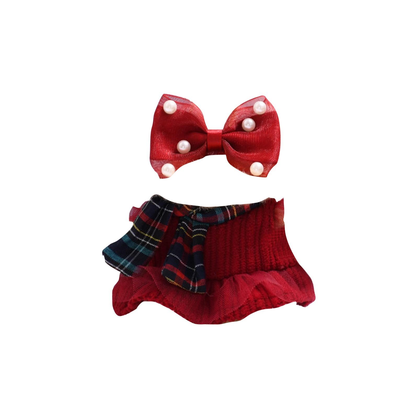 

Платье с подвеской из ткани Rabu, комплект из шарфа в клетку и банта, плюшевое кукольное платье One Size