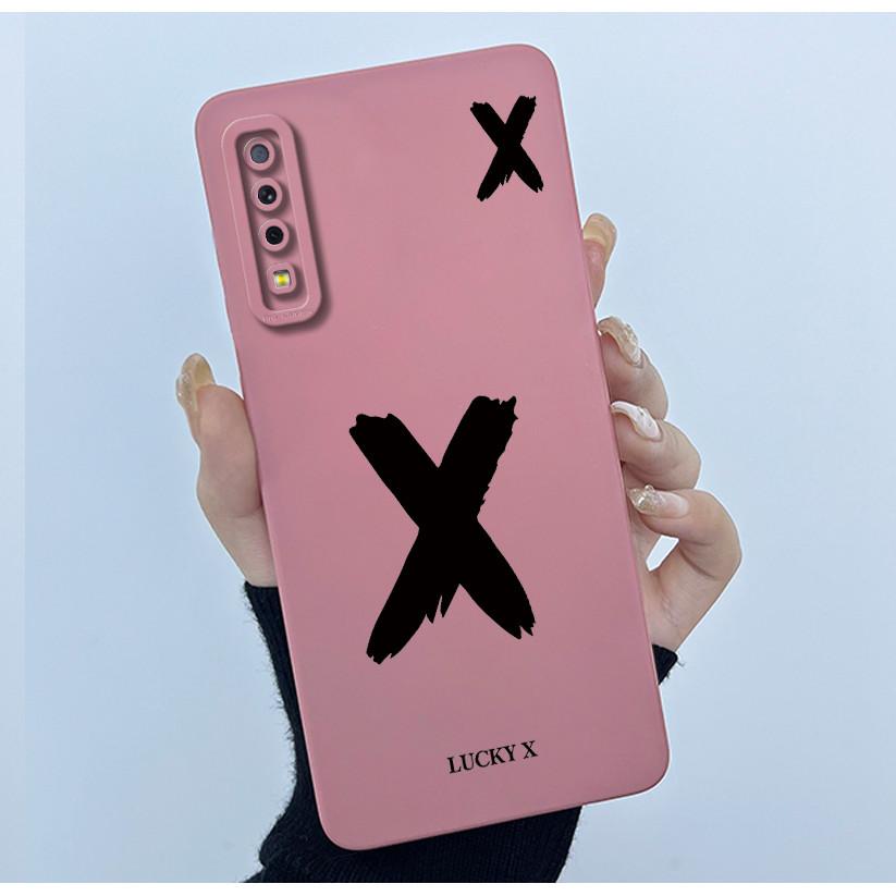 

For Samsung Galaxy A7 (2018) SM-A750F Cover Case Lucky Initial Letter Silicone Soft Matte Phone Bumper for SamsungA7 2018 Casing Samsung A7 (2018)