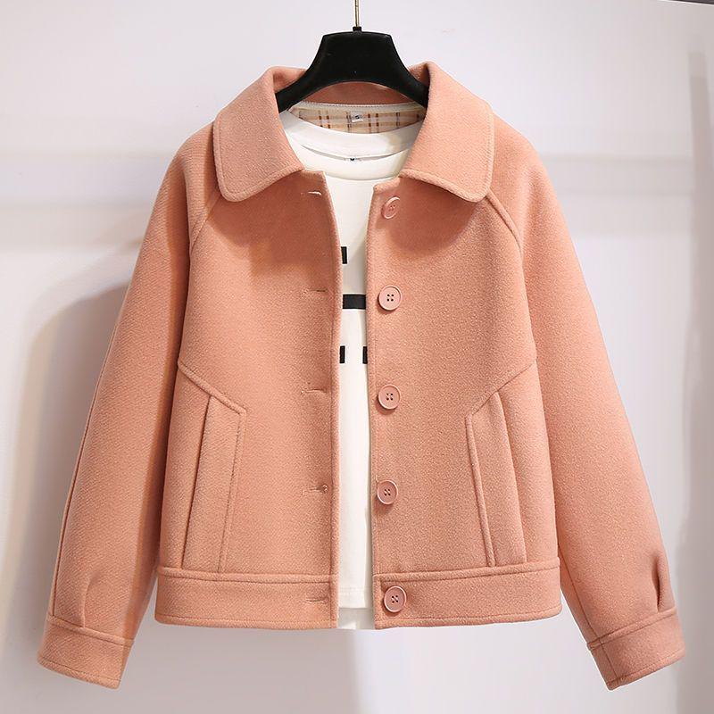 Giacca Corta in Lana Coreana da Donna - Primavera/Autunno Vestibilità Larga con Paraorecchie