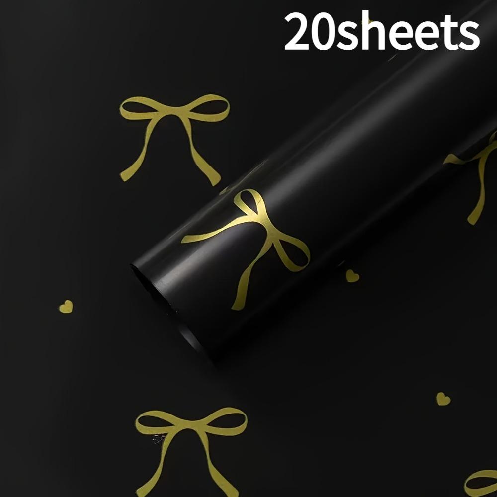 20 Sheets of Thick Gift Wrapping Paper with Golden Foil for Decorating Gifts