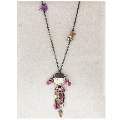 [R6223] - Designer Necklace 'Lilipoupettes' (girl-quilts) Multicolored - 75 Cm - 10x5 Cm
