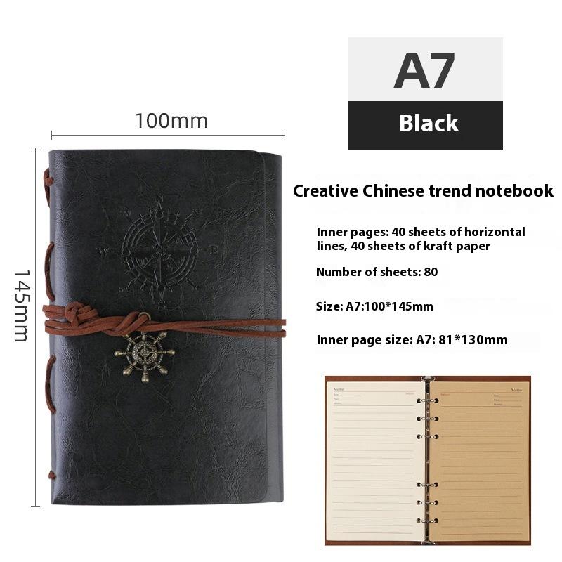 Vintage Pirate Ship Notebook Travel Diary Loose-leaf Notepad