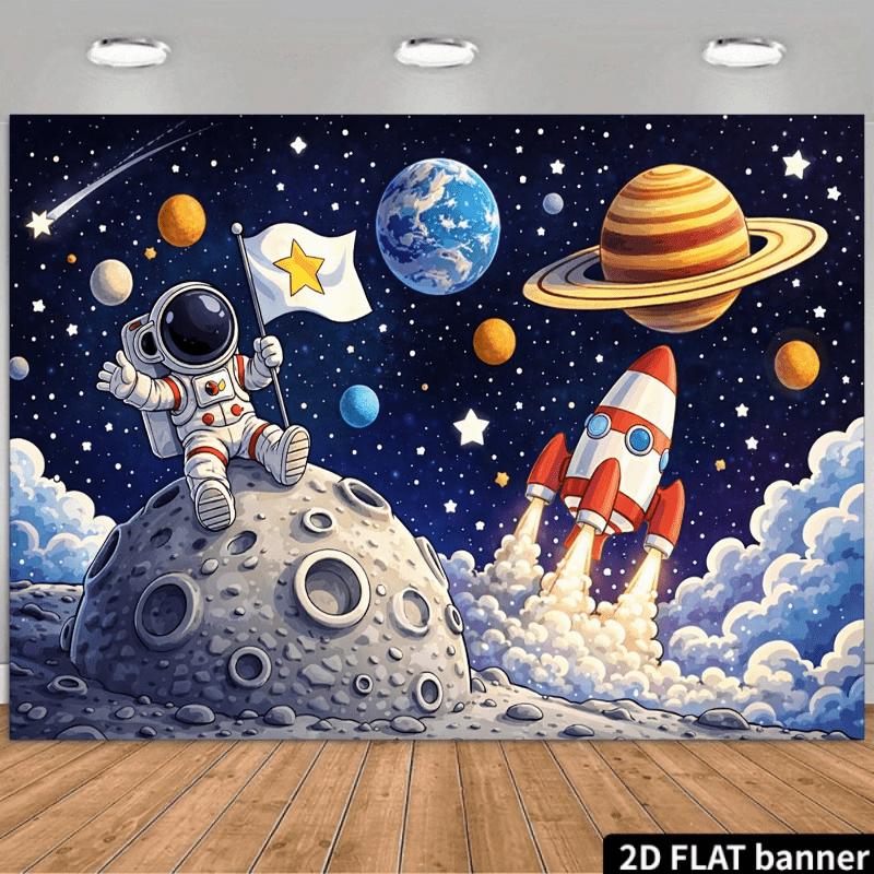 2D Plane - 2D Space-themed Background Suitable for Home and Events - Astronaut Wall Decoration