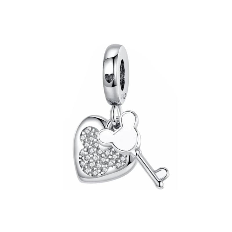 925 Silver Valentine Locks Keys Charm Pendant for DIY Bracelet Jewelry Fashion Fine Silver Valentine Gift for Her