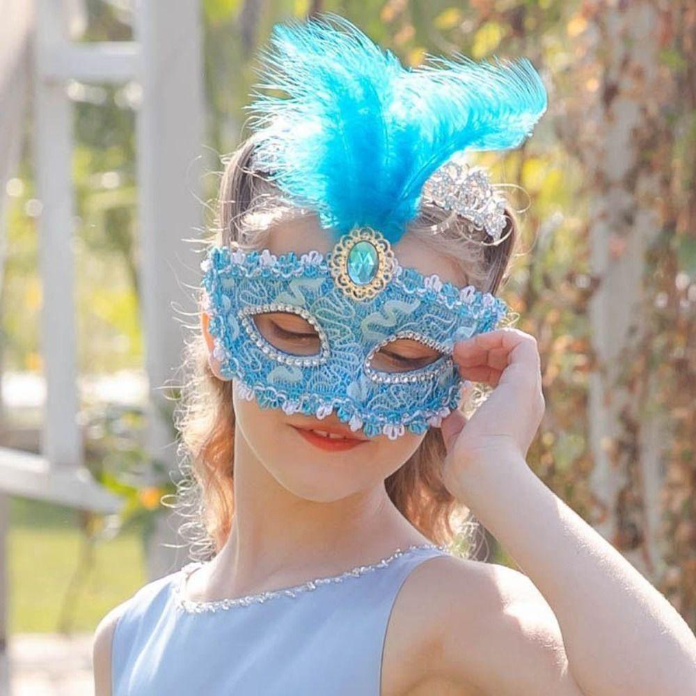 1Pcs Peacock Feathers Party Mask Lace Masquerade Mask New Half Face Mask  For Adult Child