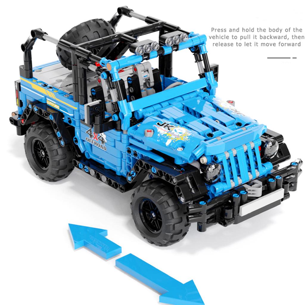 Non-Toxic 876Pcs Blue Off-Road Vehicle Building Blocks Toys Model Off Road Vehicle Assemble Puzzle Bricks Toy Sets For Kid Ornament Gifts