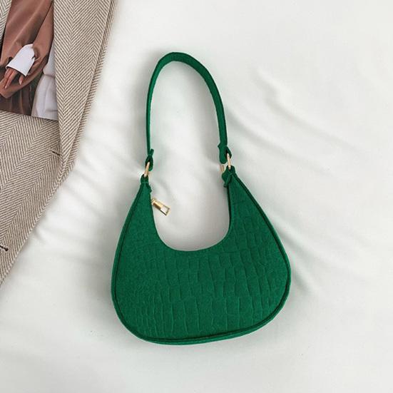 Dámská malá hobo taška Retro půlměsíc přes rameno Jednobarevná plstěná ležérní kabelka na telefon pro každodenní vycházky, práci, cestování, večírky