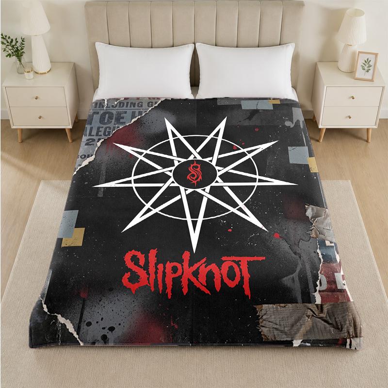 Slipknot Print Flannel Blanket Cozy Lightweight Plush Throw Blanket For Bed Sofa Household Use
