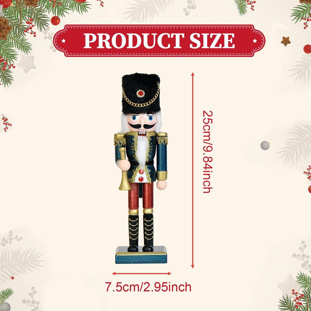 Christmas Nutcracker Desktop Ornament Wooden Figurine 25cm for Fireplace