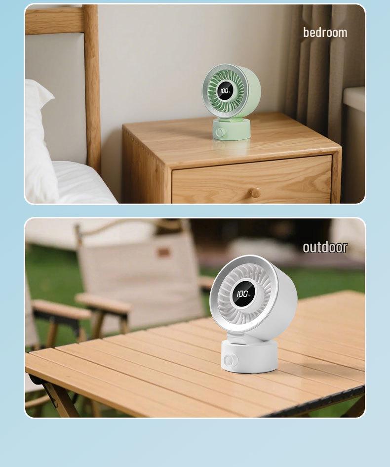USB Rechargeable Desktop Fan with Digital Display - Low Noise, Strong Wind, Perfect for Office & Dorm Use