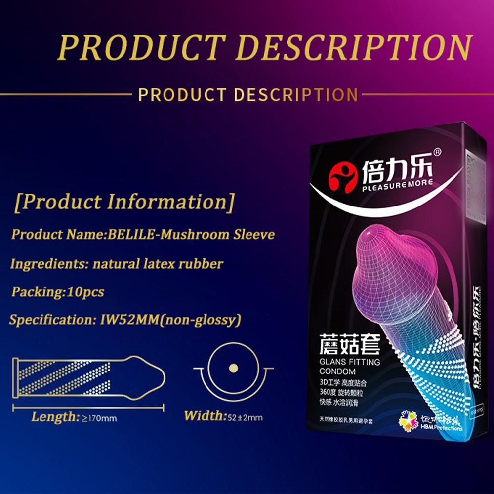 10pcs Erotic Penis Sleeve 3D Dotted Condoms Enlargement Large Particles Mushroom Condom High Sensitive Sex Toys for Men Condones