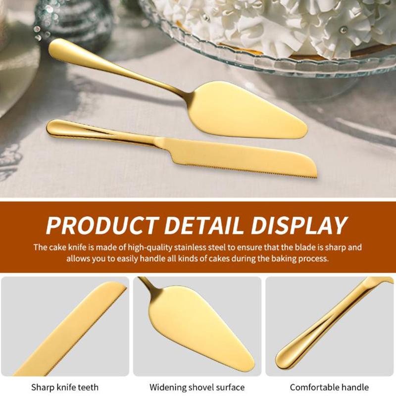 2Pcs Wedding Cake Cutter Server Set Stainless Steel Flatware Cake Cutting Set Elegant Wedding Cake Cutting Utensils Reusable