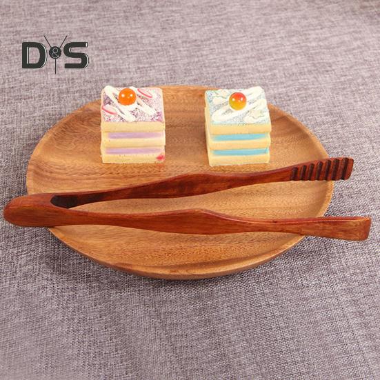Wooden Bread Tongs Food Tongs for Buffet Non-Slip Cooking Clamps Heat-Resistant Salad Toast Cake Fruit Clip BBQ Home Utensil