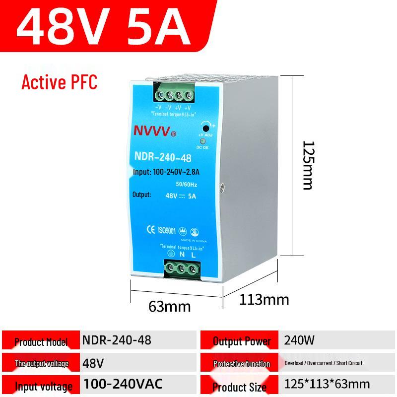NVVV DIN Rail Switching Power Supply 220V To 12/24V DC Transformer DR/NDR/EDR Series