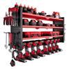 Power Tool Organizer Wall Mount, 4-Layer Storage Rack with 8 Drill Holders, Tools Holder and Storage Rack with Side Pegboards, Garage Tool Organizer