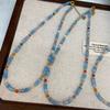 New Chinese Literary And Retro Crystal Necklace Women'S Fresh Ice Blue Natural Stone Beaded Collarbone Chain High-End Neck Chain
