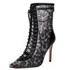 Sexy Lace Ankle Boots for Women Black White Short Dance Jazz Boot Point Toe High Heel Party Shoes Lady Big Size 45 2025 Summer