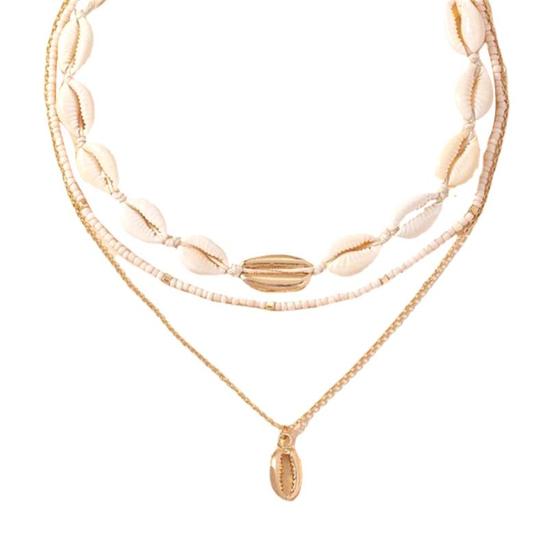 2 Buc/Set Colier Choker de Vară din Scoici Naturale de Mare Pentru Femei Boemia Lanț cu Mărgele Colier cu Scoici Accesorii de Bijuterie Ajustabile