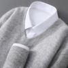 Men'S Pure Cardigan V-Neck Pullover Long Sleeve Sweater Business Casual Warm Cashmere Knitted Bottom Top