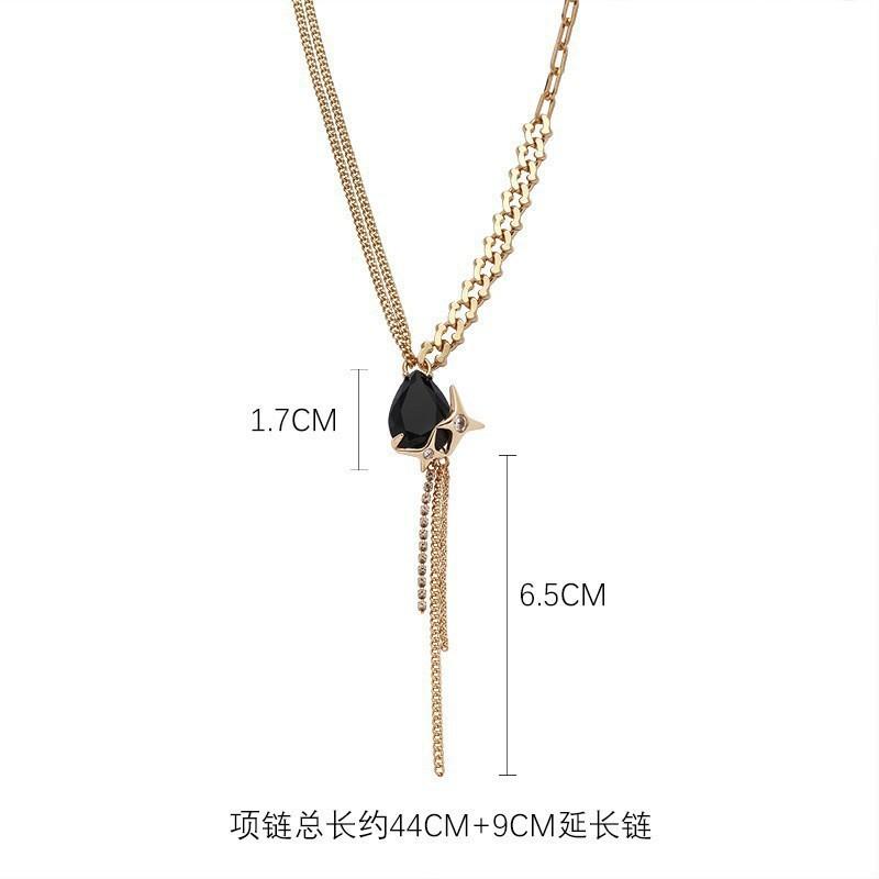 Black water drop gemstone fringed necklace exquisite versatile collarbone chain temperament necklace wholesale