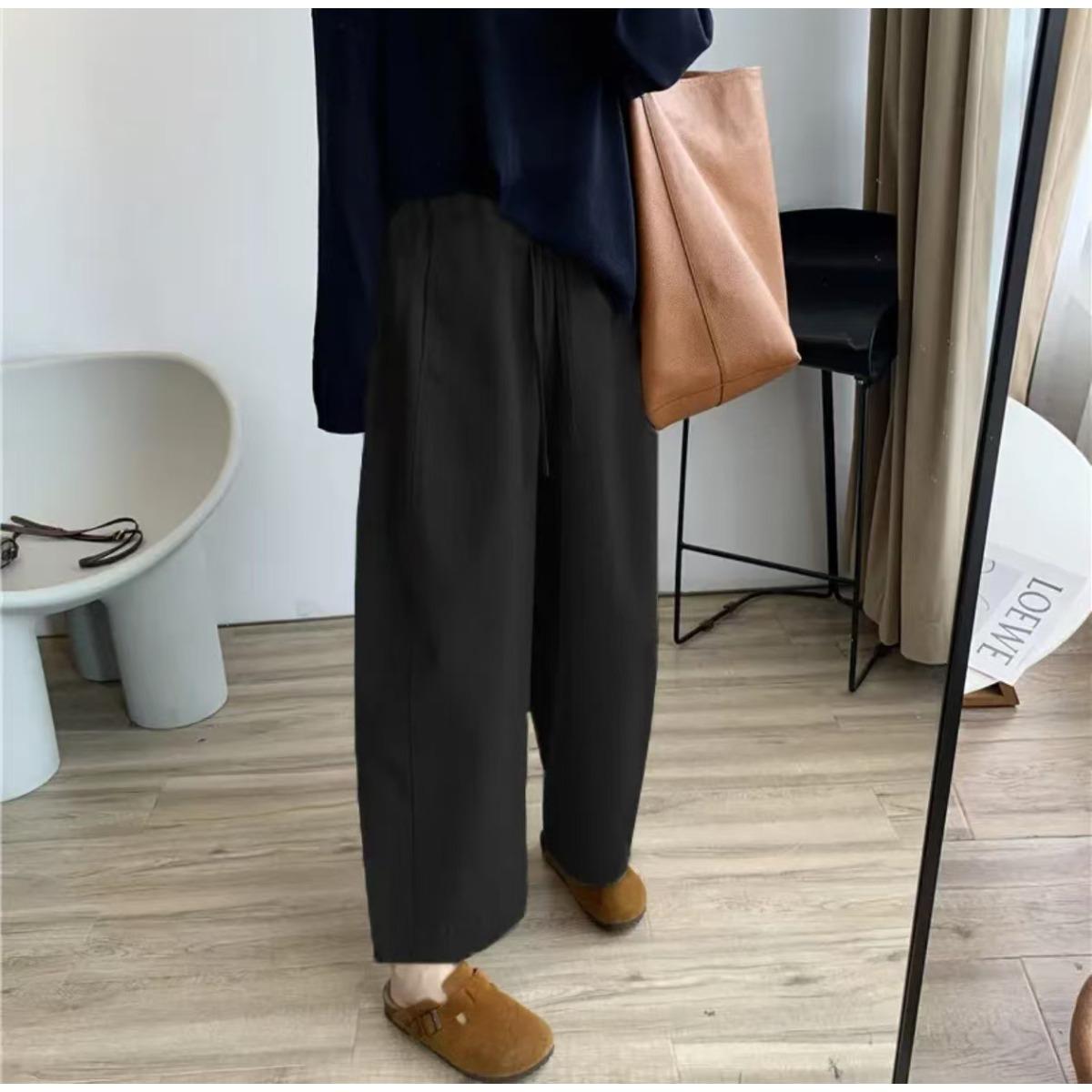 Women s High Waist Drawstring Balloon Pants Loose Casual Ankle Length Trousers M