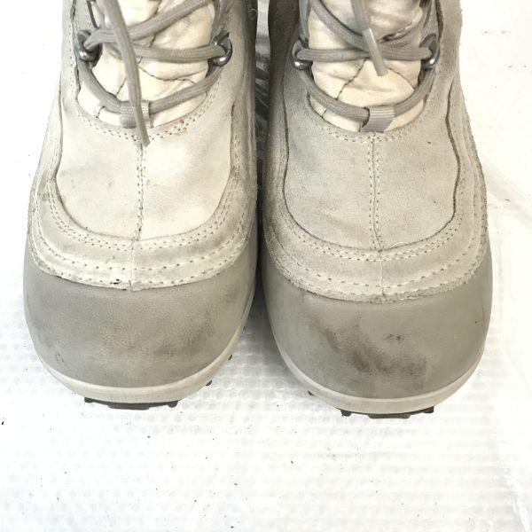 Columbia Warm Lined Waterproof Snow Boots 24.0 UK5.5 Gray Beige(USED)