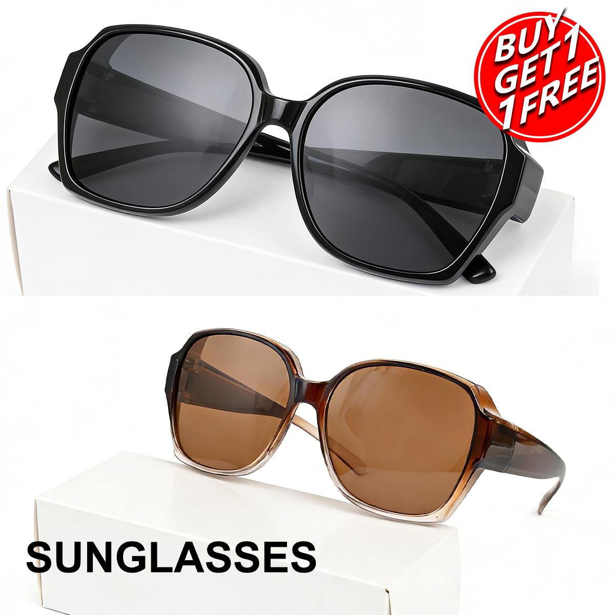 Square Clip-on Sunglasses for Men Women, Women s Brown Lens UV400, Men s Retro Sunglasses T01