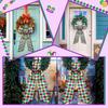 2 Pcs Mardi Gras Sash for Wreath Glitter Purple Green Plaid Scarf for Front Door Mardi Gras Gift Carnival Wreath Decor Carnival Party Decor Yard Wall