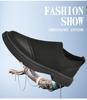Men's Breathable Knit Mesh Slip-on Loafers - Spring/Summer Casual Low-top, Patchwork Design, Hidden Height Boost, Leather Details