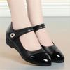 Casual Wedges Women Shoes Black Leather Shoes Fashon Work Office Ladies Shoes Female Pumps Luxury Buckle Strap Heel Shoes