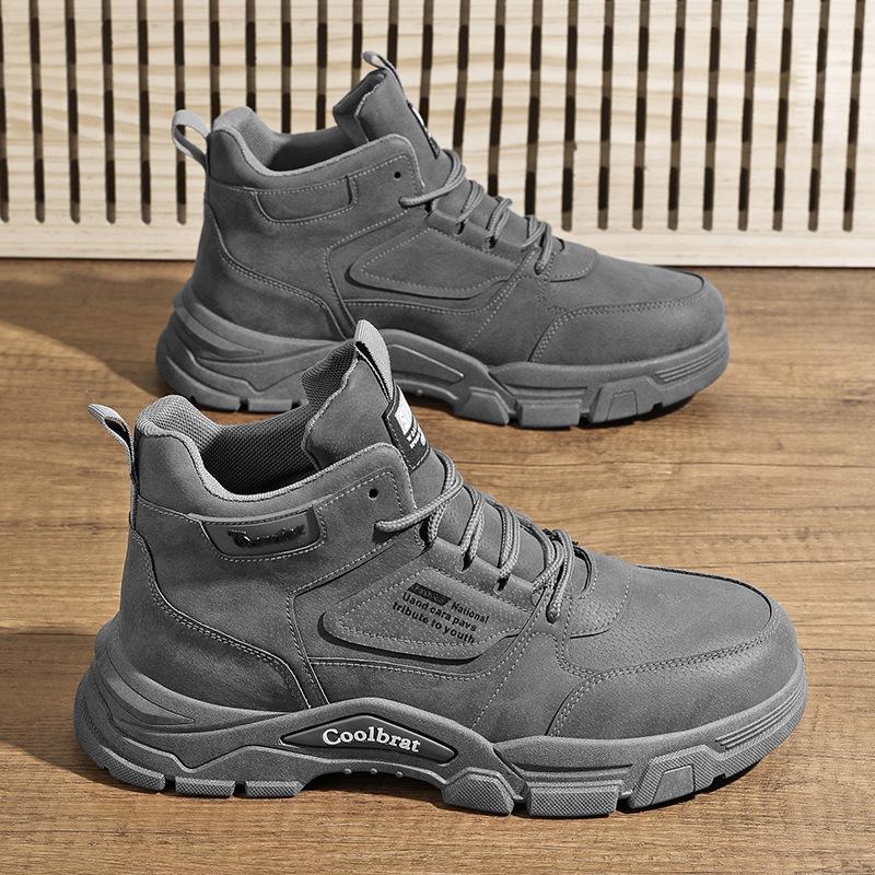 

Высокие мужские ботинки 2024 года, осень, новый тренд, спортивная обувь, износостойкая, защита труда, альпинизм, повседневная, инструменты, ветрозащитные ботинки Martin 39 серый