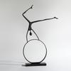 Light Luxury Black Metal Sports Figures Wrought Iron Sculpture Dance Pose Yoga Figure Living Room Decoration Home Decoration