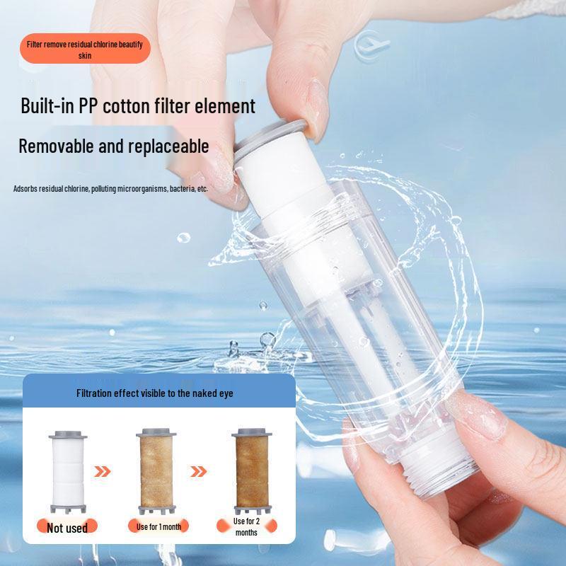 Portable Handheld Shower Head with Booster Filter & One-Button Water Stop for Travel and Dorms