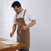 Antifouling Barista Apron Thicken Cotton Canvas Kitchen Cook Apron Sleeveless with Pockets for Barber Carpenter Florist
