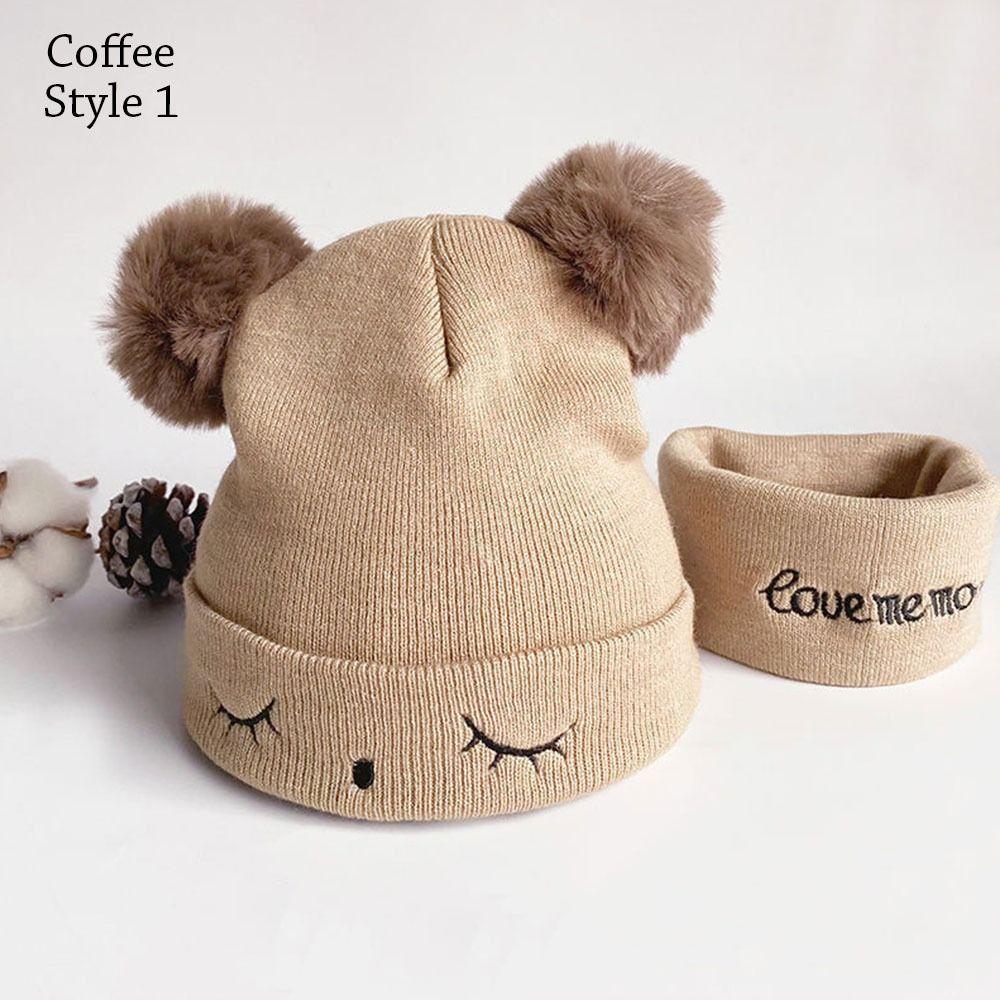 Větruodolná dětská čepice Beanie Teplá čepice šála set Zimní dětská pletená čepice Batole